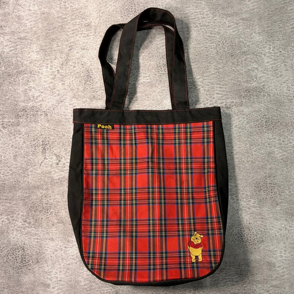 Winnie the Pooh Red Plaid Tote Bag